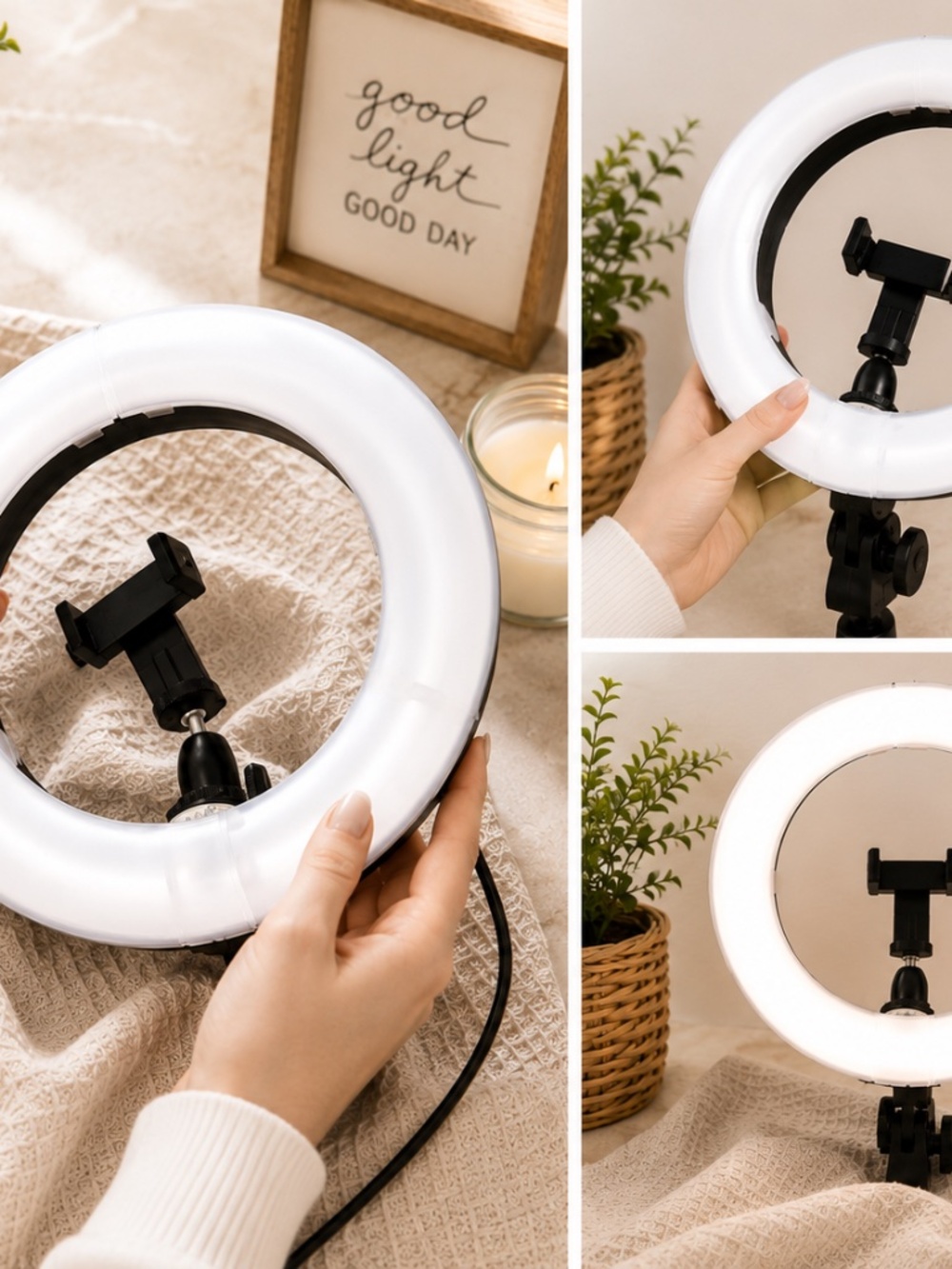 LED Ring Light w Phone Holder Content Creator Selfie Video Streaming Light** ✨